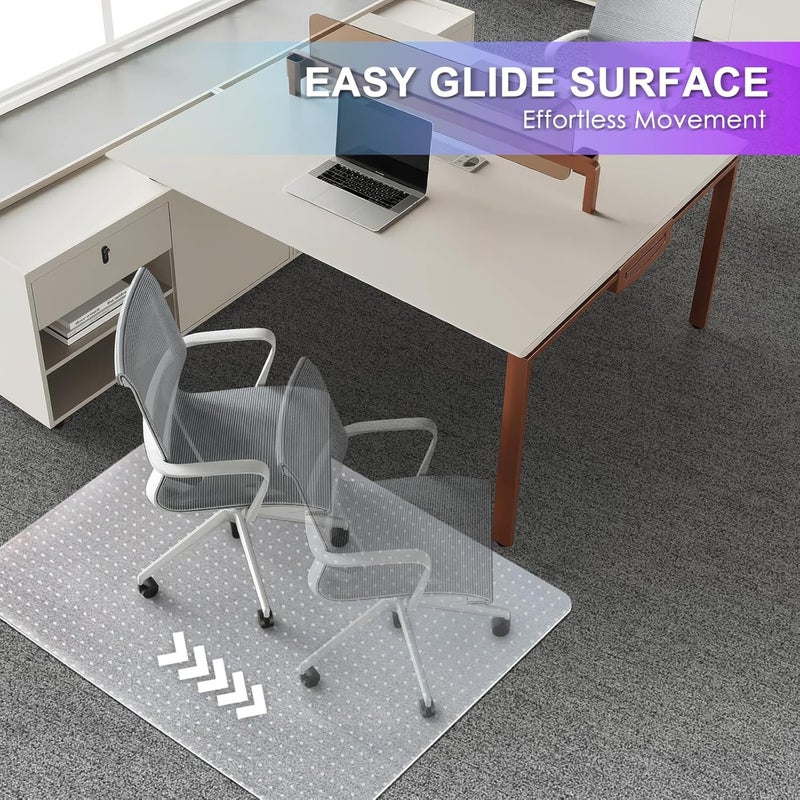 Vicwe Office Chair Mat for Carpet, 36''x 48'' Heavy Duty Chair Mat for Carpeted Floors, Easy Rolling Hard Mat for Office Chair on Carpets, Anti-Slip Carpet Protector Mat Clear,Ship Flat - Image 4